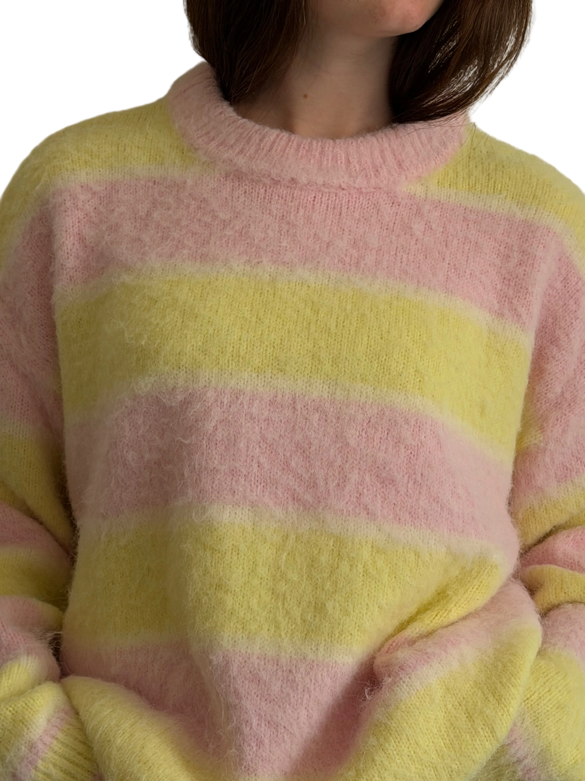 The Bloom Sweater – pink and yellow striped knit sweater by MISIR