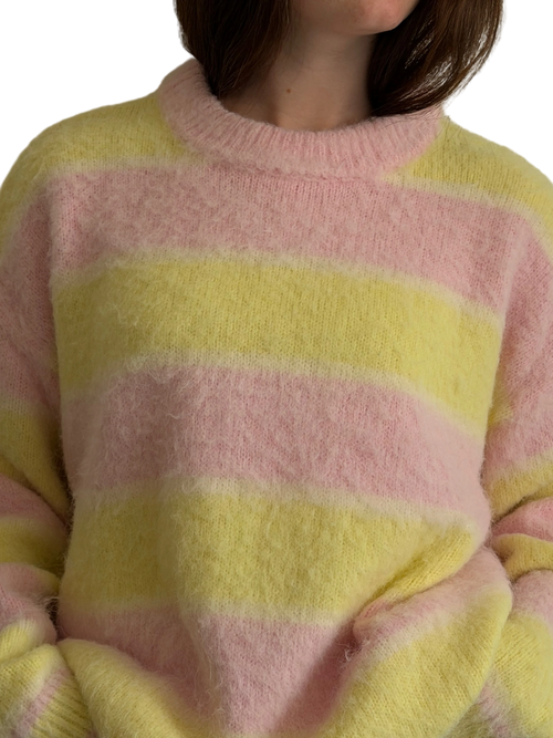 The Bloom Sweater – pink and yellow striped knit sweater by MISIR