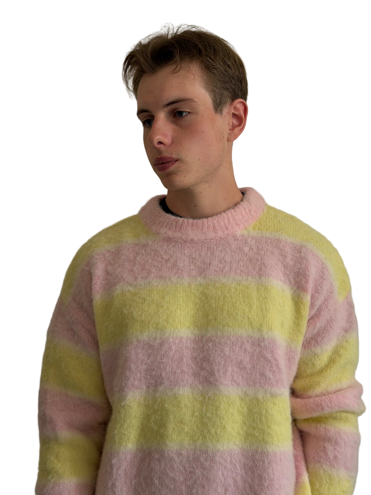 The Bloom Sweater – pink and yellow striped MISIR sweater, view 3 of 6