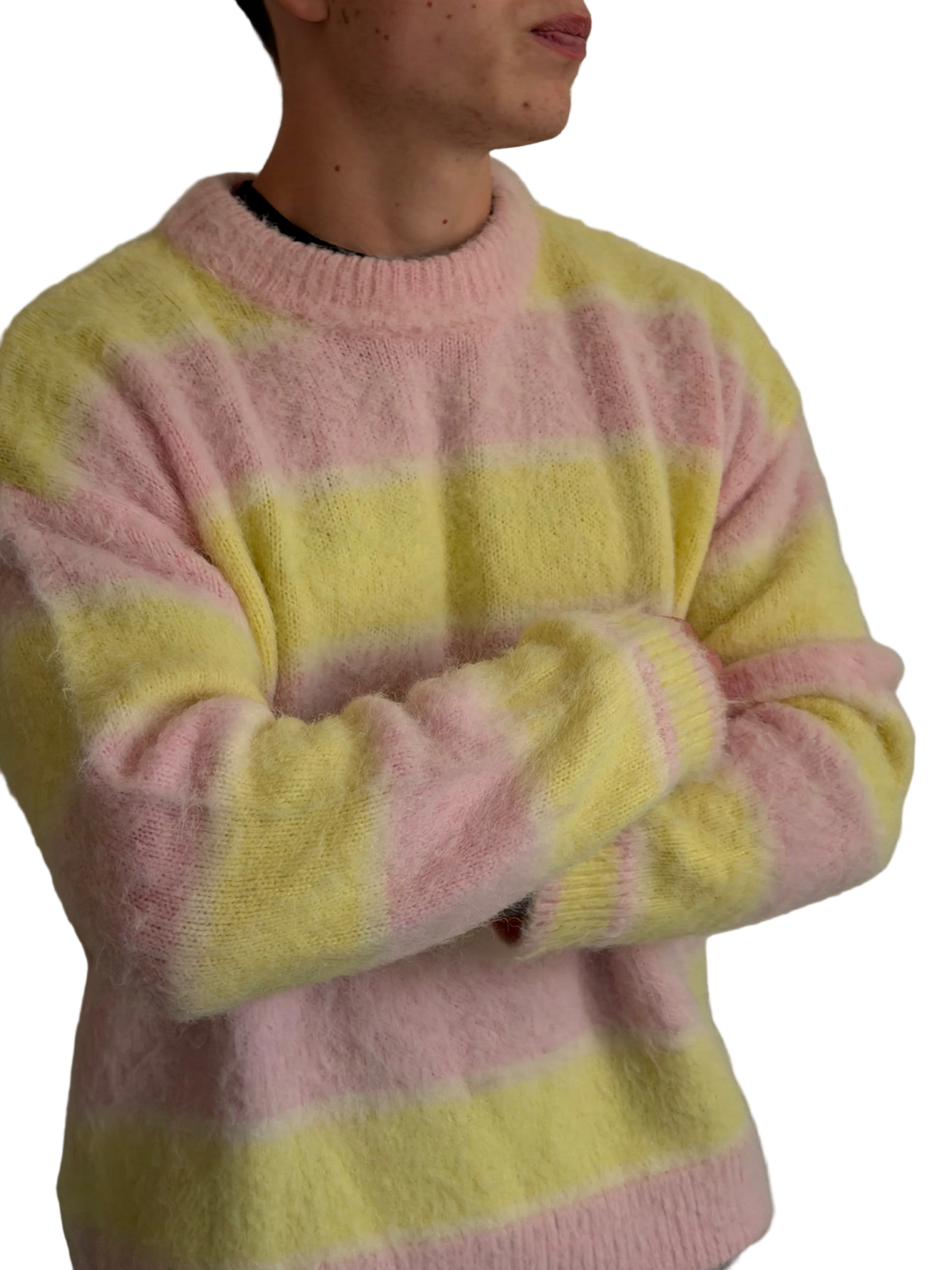 The Bloom Sweater – pink and yellow striped MISIR sweater, view 5 of 6