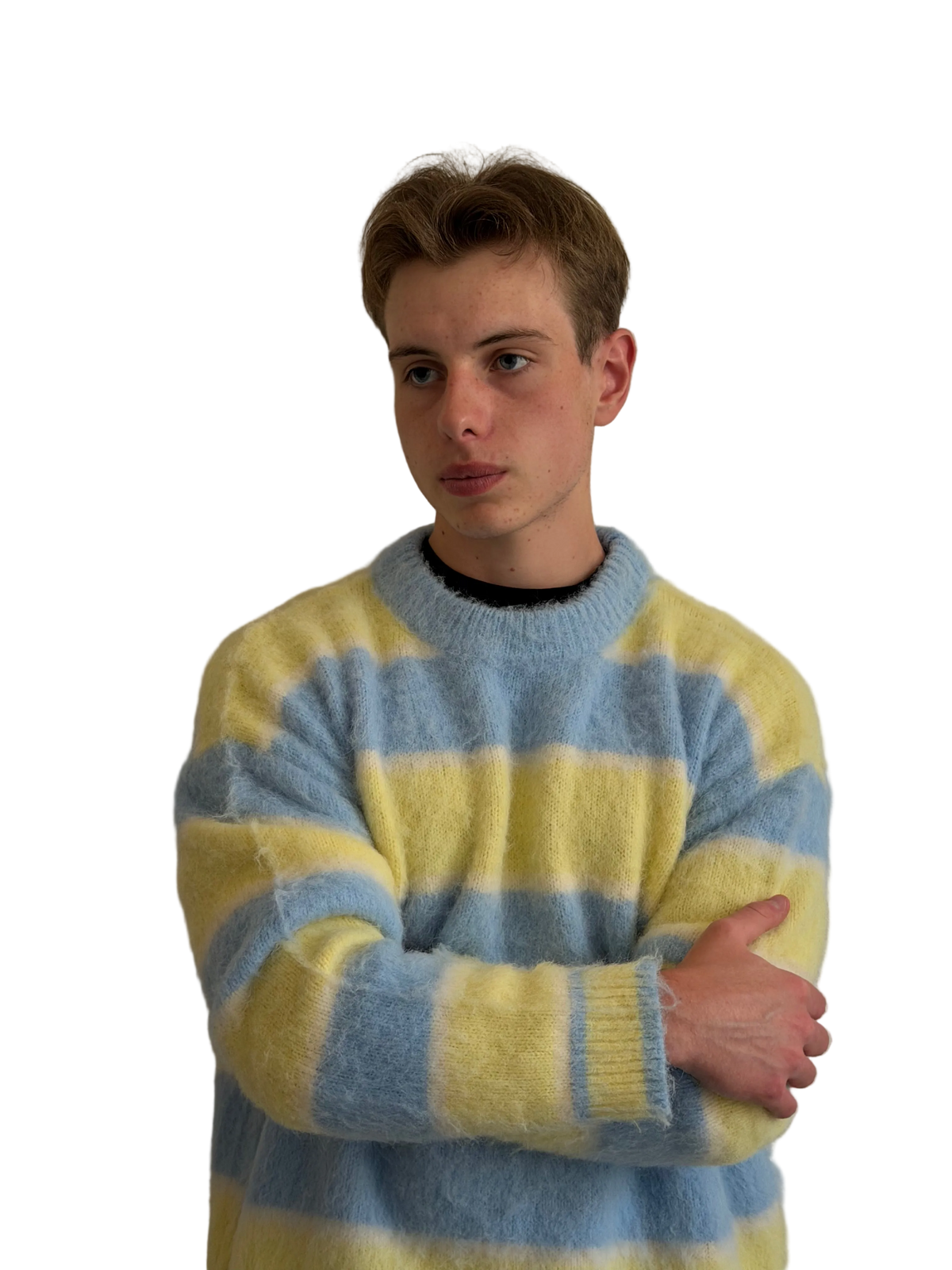 The Riviera Sweater – blue and yellow striped MISIR sweater, view 3 of 6