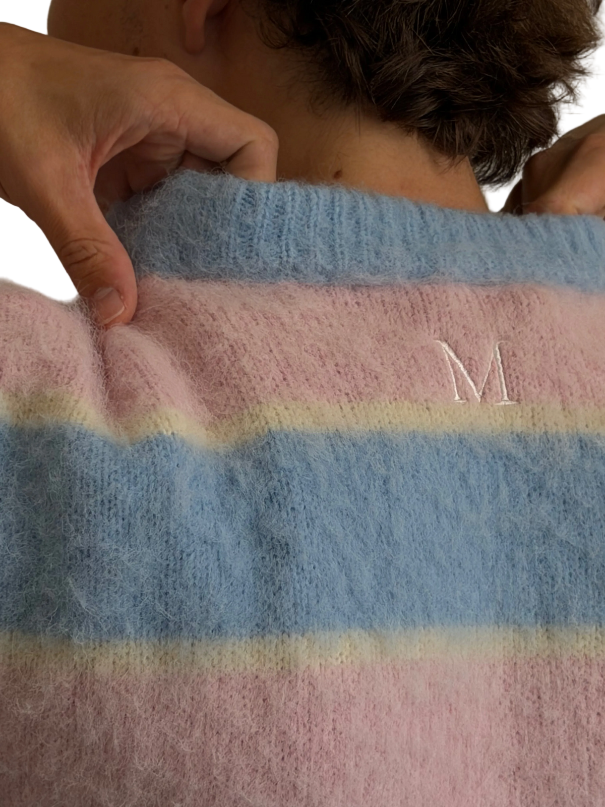 The Wisteria Sweater – blue and pink striped MISIR sweater, view 5 of 5